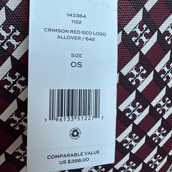 Tory Burch Geo Logo Top Zip Tote Crimson Red - Picture 7 of 10